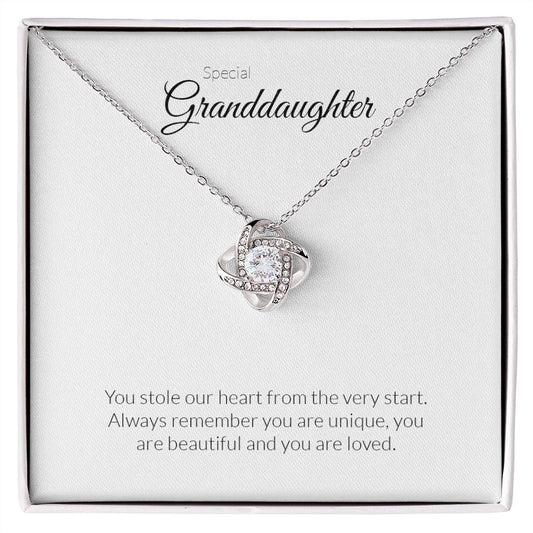 To My Special Granddaughter | You Are Beautiful & Your Are Loved - Love Knot Necklace