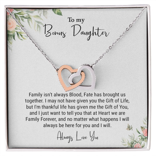 To My Bonus Daughter | Always Love You - Interlocking Hearts necklace